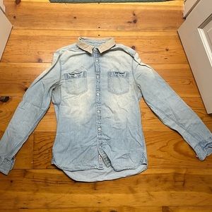 AllSaints Death Valley Denim Shirt Corduroy Collar
